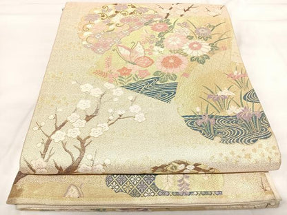 平和屋着物◎六通柄袋帯　唐織　九百錦　吉祥絵図　金糸　正絹　逸品　AABI1045yx