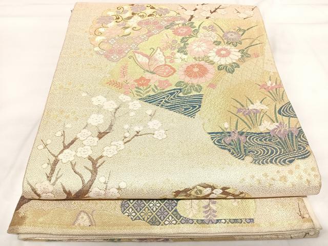 平和屋着物◎六通柄袋帯　唐織　九百錦　吉祥絵図　金糸　正絹　逸品　AABI1045yx