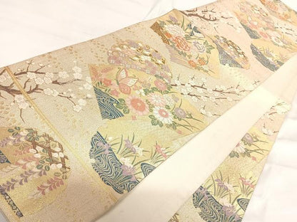 平和屋着物◎六通柄袋帯　唐織　九百錦　吉祥絵図　金糸　正絹　逸品　AABI1045yx