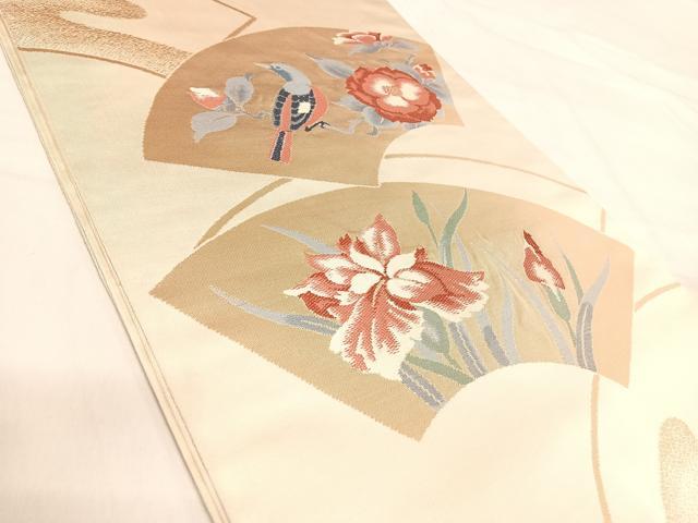 平和屋着物◎六通柄袋帯 唐織 地紙花鳥文 金糸 正絹 逸品