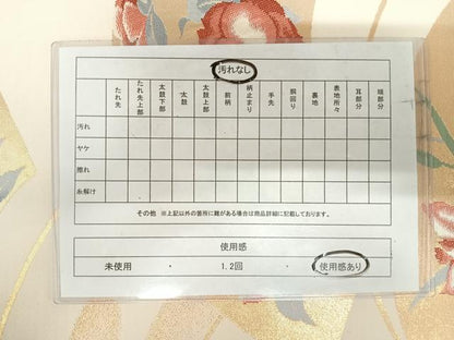 平和屋着物◎六通柄袋帯　唐織　地紙花鳥文　金糸　正絹　逸品　AABI1052yx