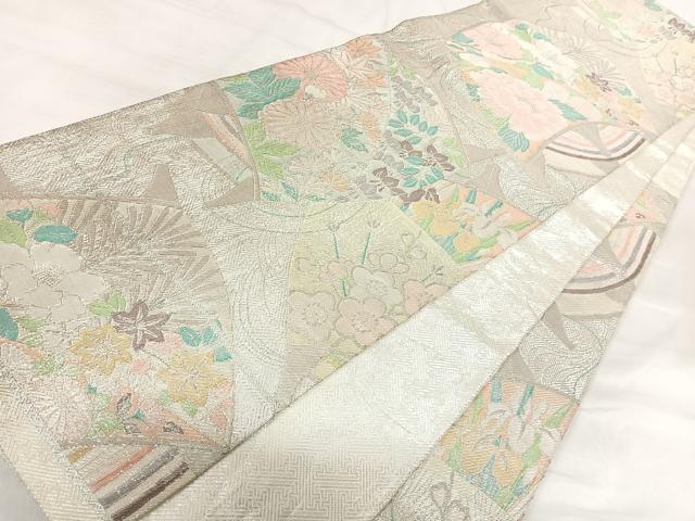 平和屋着物◎佐賀錦 六通柄袋帯 草花文 金銀糸 正絹 逸品 AABI1069yx