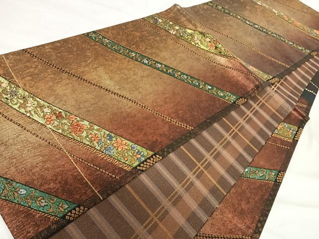 平和屋着物◎両方向六通柄袋帯　唐織　裂取更紗　金糸　正絹　逸品　AABI1072yx 平和屋着物◎佐賀錦 六通柄袋帯 鳳凰花文 金銀糸 正絹 逸品 AABI1036yx