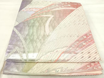 平和屋着物◎六通柄袋帯　唐織　孔雀花文　金銀糸　正絹　逸品　AABI1075yx