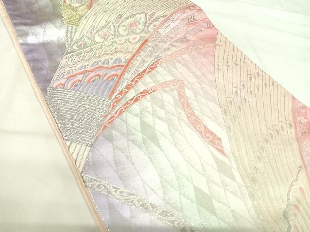 平和屋着物◎六通柄袋帯　唐織　孔雀花文　金銀糸　正絹　逸品　AABI1075yx 平和屋着物◎六通柄袋帯 唐織 孔雀花文 金銀糸 正絹 逸品 AABI1075yx