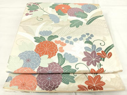 平和屋着物◎六通柄袋帯 唐織 草花文 金銀糸 正絹 逸品 AABI1084yx