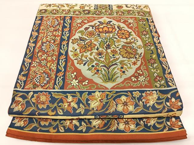 平和屋着物◎六通柄袋帯 草花文 正絹 逸品 AABI1087yx