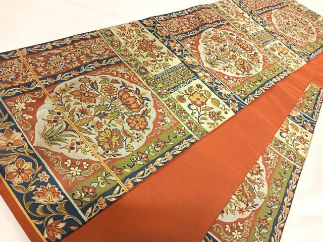 平和屋着物◎六通柄袋帯 草花文 正絹 逸品 AABI1087yx