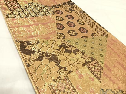 平和屋着物◎佐賀錦　六通柄袋帯　切嵌花文　金糸　正絹　逸品　AABI1093yx