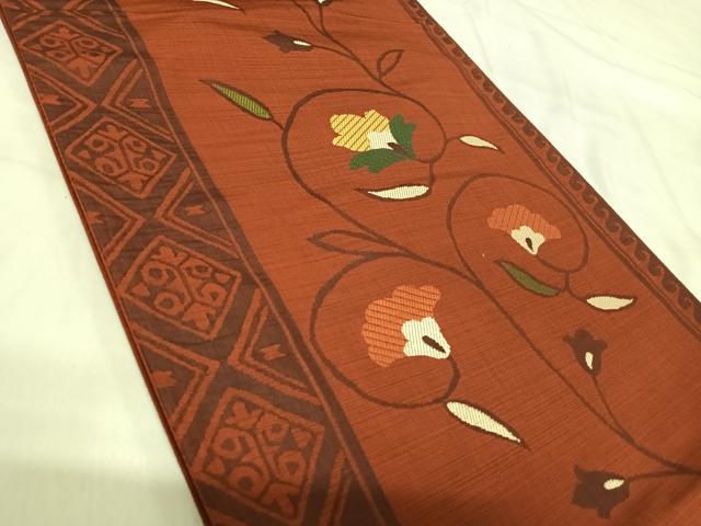 平和屋着物◎六通柄袋帯　楽山　花唐草文　正絹　逸品　AABI1107yx
