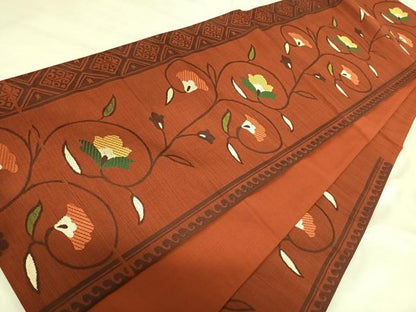 平和屋着物◎六通柄袋帯　楽山　花唐草文　正絹　逸品　AABI1107yx