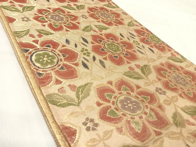 平和屋着物◎佐賀錦　六通柄袋帯　亀甲花文　金糸　正絹　逸品　AABI1108yx