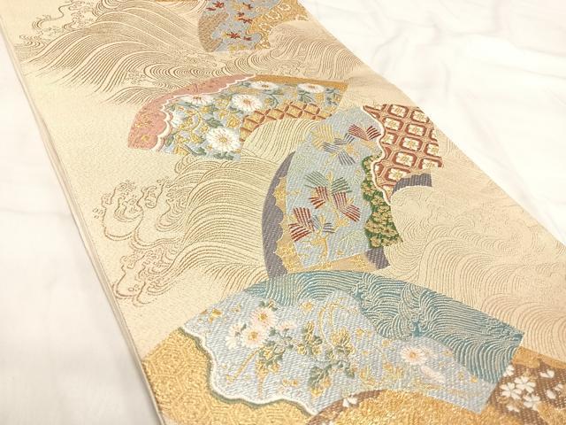 平和屋着物◎六通柄袋帯 唐織 朱雀つづれ 地紙花文 金銀糸 正絹 逸品 AABI1117yx