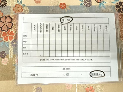 平和屋着物◎六通柄袋帯 唐織 草花文 金糸 正絹 逸品 AABI1118yx