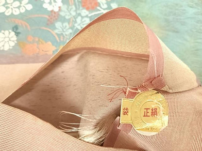 平和屋着物◎西陣 六通柄袋帯 唐織 草花文 銀糸 正絹 逸品 AABI1125yx