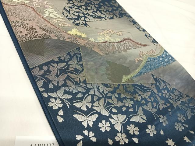 平和屋着物◎六通柄袋帯 唐織 花蝶文 金銀糸 正絹 逸品 AABI1127yx