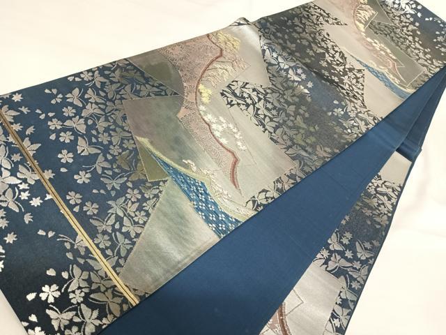 平和屋着物◎六通柄袋帯 唐織 花蝶文 金銀糸 正絹 逸品 AABI1127yx