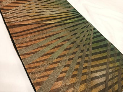 平和屋着物◎六通柄袋帯 斜縞 金糸 正絹 逸品 AABI1128yx