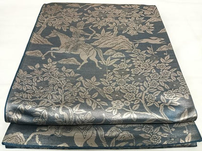 平和屋着物◎六通柄袋帯　狩猟文　金糸　正絹　逸品　AABI1133yx