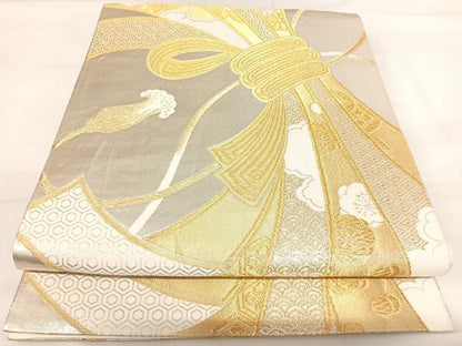 平和屋着物◎六通柄袋帯　唐織　束ね熨斗花文　金銀糸　正絹　逸品　AABI1135yx