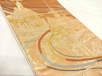 平和屋着物◎六通柄袋帯　唐織　山車文　金糸　正絹　逸品　AABI1141yx
