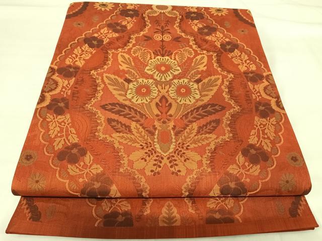 平和屋着物◎全通柄袋帯　立涌花文　正絹　逸品　AABI1143yx