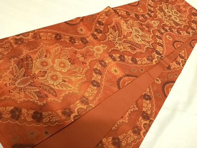 平和屋着物◎全通柄袋帯　立涌花文　正絹　逸品　AABI1143yx