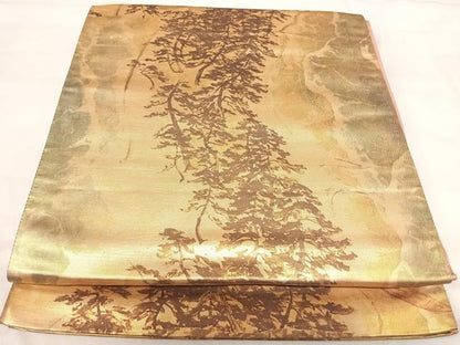 平和屋着物◎六通柄袋帯　樹林文　金彩　正絹　逸品　AABI1144yx