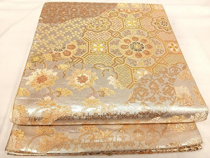 平和屋着物◎六通柄袋帯　名物裂　金銀糸　正絹　逸品　AABI1145yx