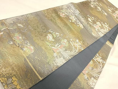 平和屋着物◎六通柄袋帯　唐織　鳳凰花文　金銀糸　正絹　逸品　AABI1151yx
