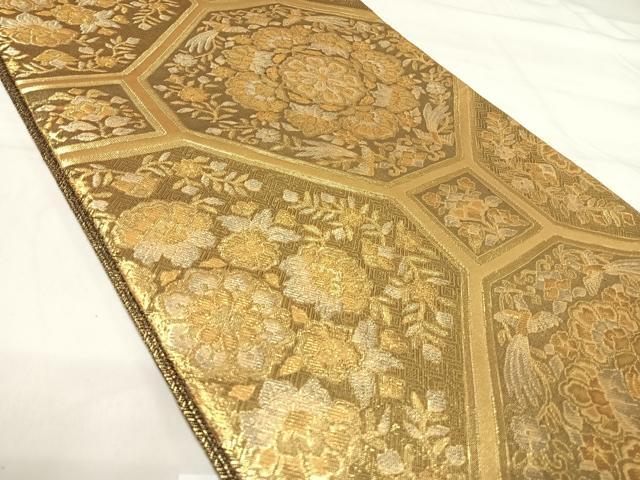 平和屋着物◎佐賀錦　六通柄袋帯　蜀江花文　金糸　正絹　逸品　AABI1154yx