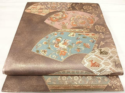 平和屋着物◎六通柄袋帯 唐織 九百錦 錦扇正倉院文 金糸 正絹 逸品 AABI1157yx