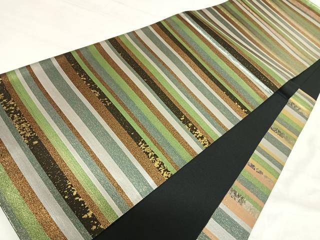 平和屋着物◎六通柄袋帯 横段文 金銀糸 正絹 逸品 AABI1158yx