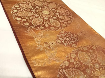 平和屋着物◎六通柄袋帯 花鳥文 金糸 正絹 逸品 AABI1160yx