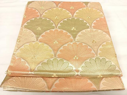 平和屋着物◎六通柄袋帯 唐織 青海波 金糸 正絹 逸品 AABI1162yx