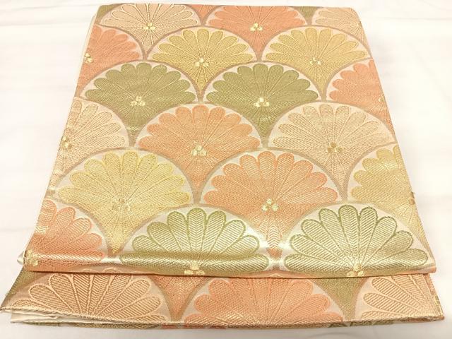 平和屋着物◎六通柄袋帯 唐織 青海波 金糸 正絹 逸品 AABI1162yx