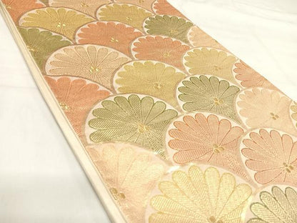 平和屋着物◎六通柄袋帯 唐織 青海波 金糸 正絹 逸品 AABI1162yx