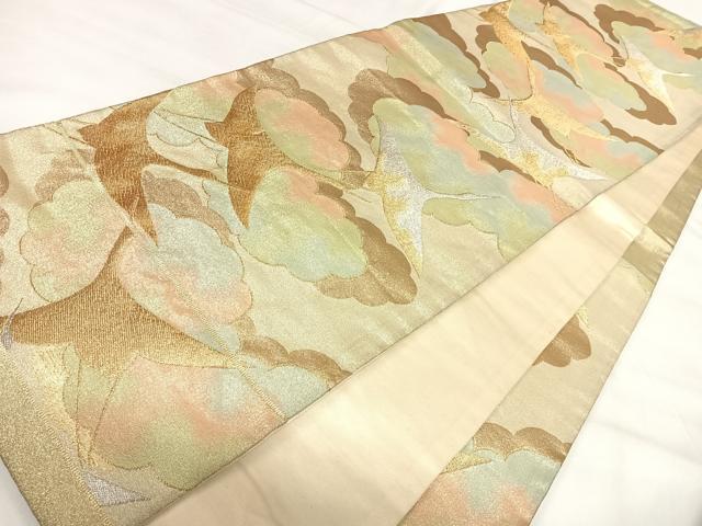 平和屋着物◎六通柄袋帯　飛鶴文　金銀糸　正絹　逸品　AABI1163yx