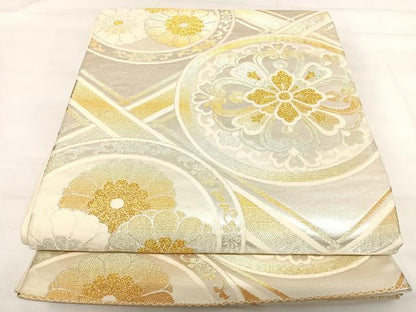 平和屋着物◎六通柄袋帯　唐織　花丸文　金銀糸　正絹　逸品　AABI1165yx
