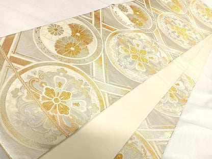 平和屋着物◎六通柄袋帯　唐織　花丸文　金銀糸　正絹　逸品　AABI1165yx