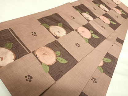 平和屋着物◎六通柄袋帯　楽山　遠州椿　正絹　逸品　AABI1168yx