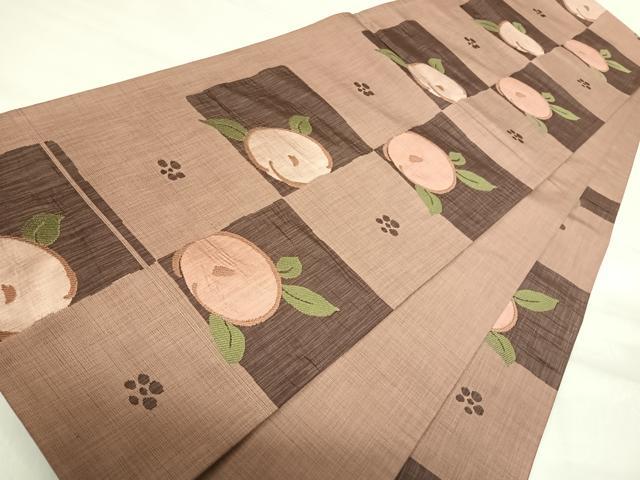 平和屋着物◎六通柄袋帯　楽山　遠州椿　正絹　逸品　AABI1168yx