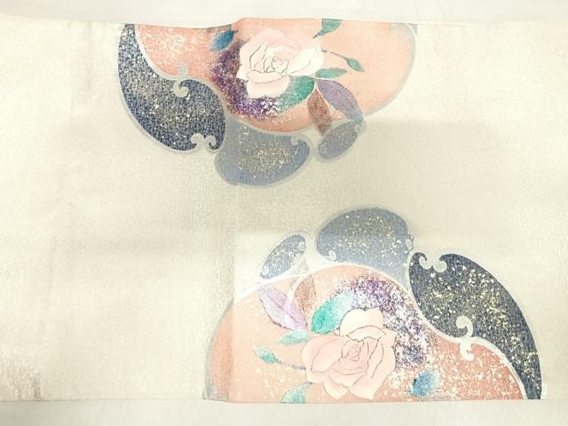平和屋着物◎太鼓柄袋帯 刺繍 花唐草文 金銀糸 引箔 正絹 逸品 AABI1169yx