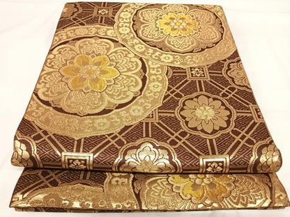 平和屋着物◎六通柄袋帯　蜀江花文　金糸　正絹　逸品　AABI1177yx