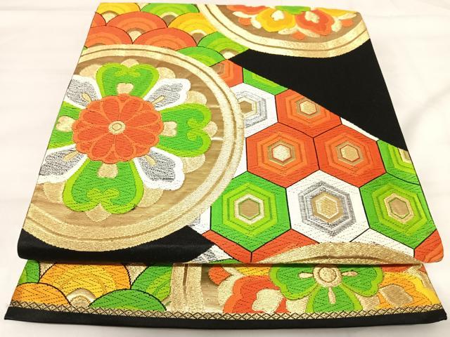 平和屋着物◎六通柄袋帯 唐織 花丸文 金銀糸 正絹 逸品 AABI1179yx