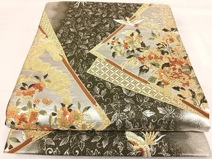 平和屋着物◎六通柄袋帯 唐織 花鳥文 金銀糸 正絹 逸品 AABI1185yx