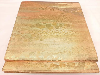 平和屋着物◎六通柄袋帯 箔散らし文様 金糸 正絹 逸品 AABI1186yx