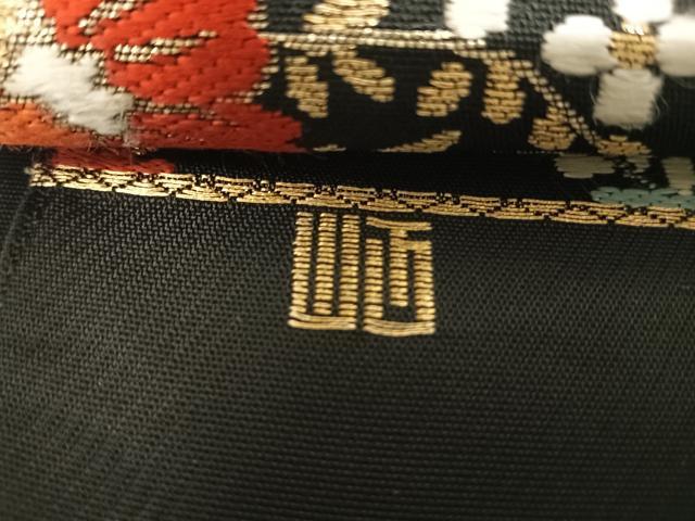 平和屋着物◎六通柄袋帯 唐織 花菱文 黒地 金糸 正絹 逸品 AABI1188yx
