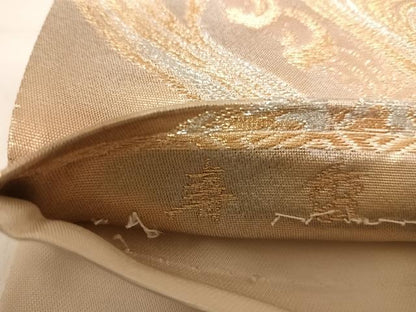 平和屋着物◎六通柄袋帯　寿香　立波文　錦引箔　金銀糸　正絹　逸品　AABI1190yx