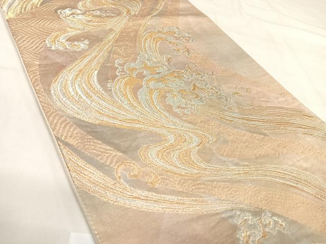 平和屋着物◎六通柄袋帯　寿香　立波文　錦引箔　金銀糸　正絹　逸品　AABI1190yx